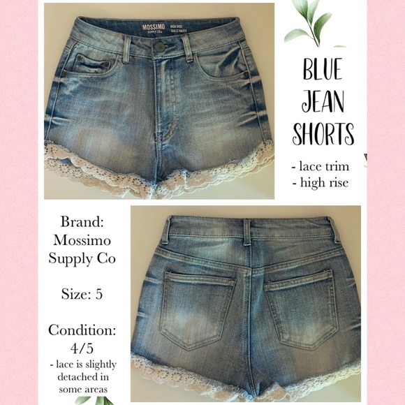 Blue Jean Shorts - Lace Trim - Picture 1 of 1